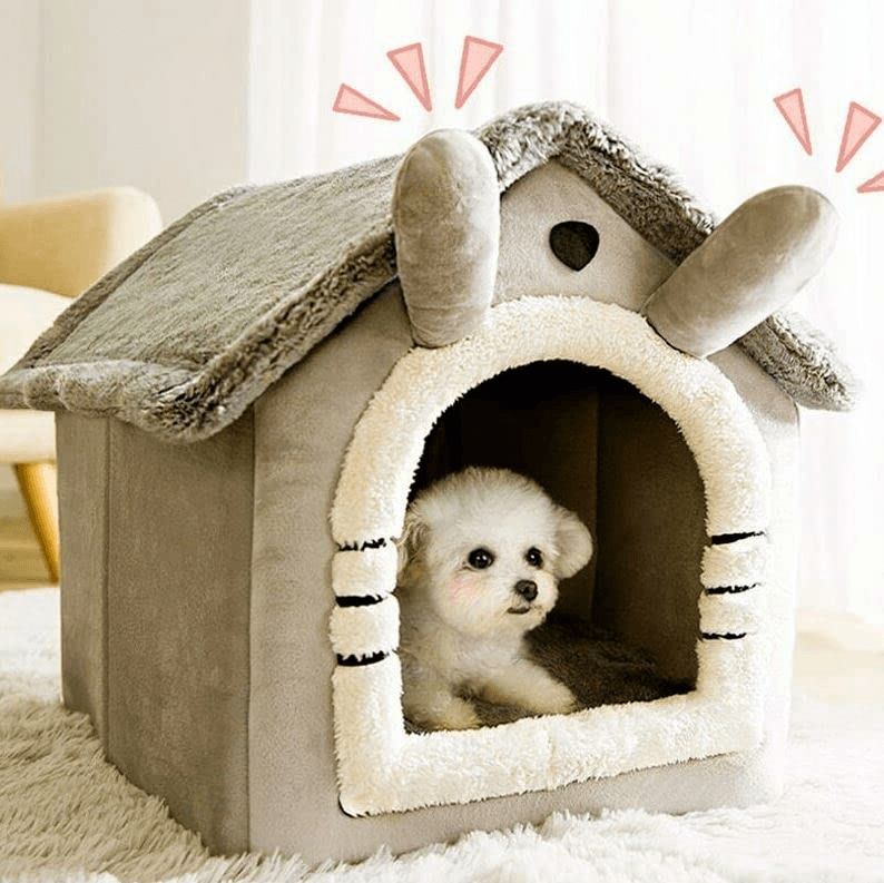 Dratal Cat & Dog House Kennel Soft Pet Bed Small Cat Tent Indoor Enclosed Warm Plush Sleeping Nest Basket with Removable Cushion Pet Supplies