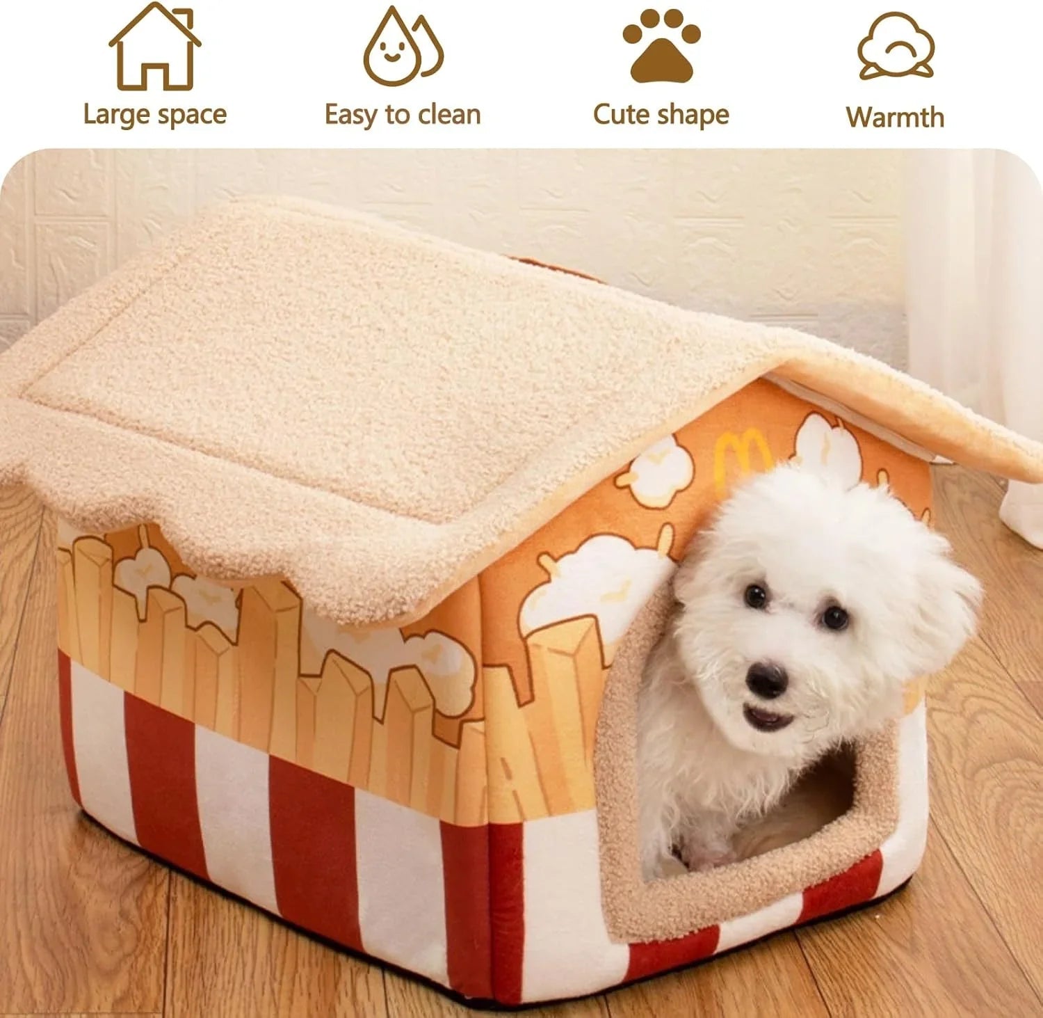 Cat Beds for Indoor Cats Removable Washable Lovely Sleeping Bed Cat Bed Cave Coffee - Pet Supermarket