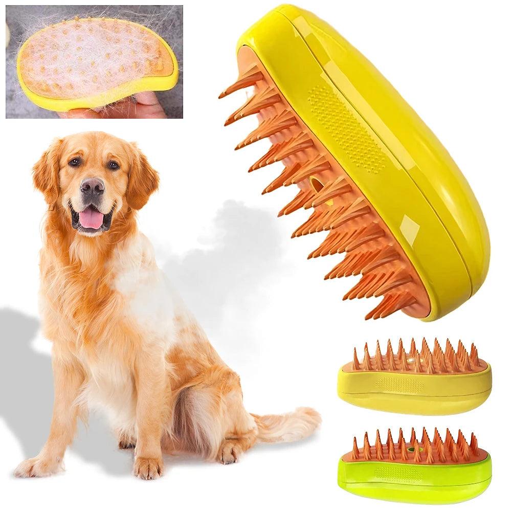 Dog Cat Steamer Brush Pet Grooming Tool Shedding 3 in 1 Electric Sprayers Massage Combs