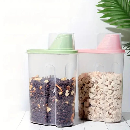 1pc Airtight Pet Food Storage Container with Scoop - Durable PP, Rectangular, Keeps Dog & Cat Kibble Fresh and Moisture-Free, with Measuring Cup Lid for Easy Pouring Food Jar