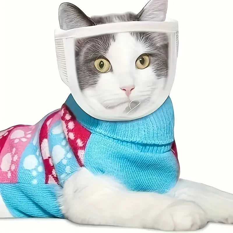 Pet Transparent Mouth Cover, Breathable Cat Grooming Mask, Protective Anti-Licking Anti-Bite Breathable Cat Mask - Pet Supermarket
