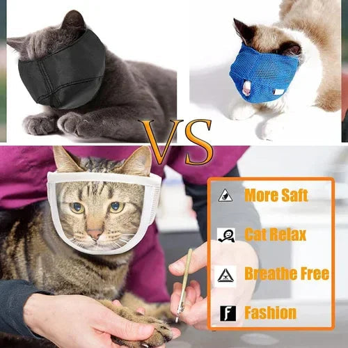 Pet Transparent Mouth Cover, Breathable Cat Grooming Mask, Protective Anti-Licking Anti-Bite Breathable Cat Mask - Pet Supermarket