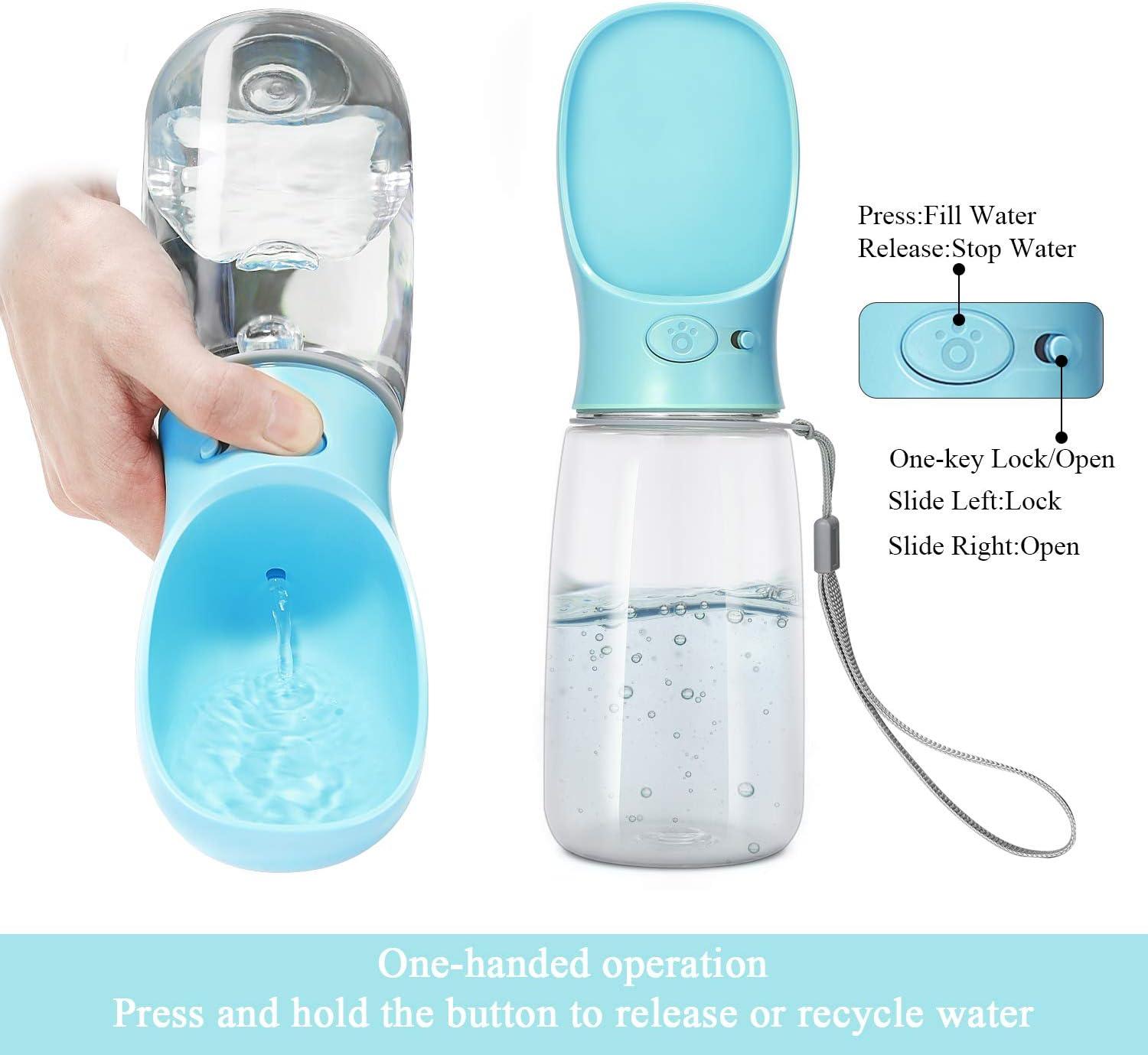 Portable Dog Water Bottle, Leak Proof Dog Water Dispenser, 350ml /12oz Pet Travel Water Bottle for Pets Outdoor Walking, Hiking, Travel, Food Grade Plastic - Pet Supermarket