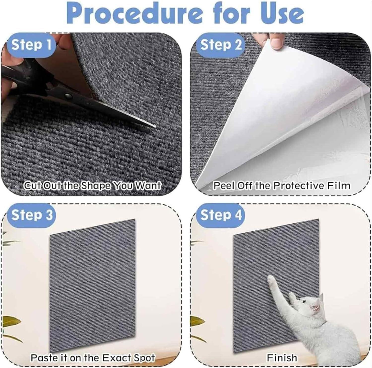 30 cm x 100 cm Self-adhesive Scratching Mat Cat Wall, Scratching Boards Cat Wall, DIY Trimmable Covered Tree Shelves Replacement, DIY Cuttable for Cat Wall Furniture Steps - Pet Supermarket