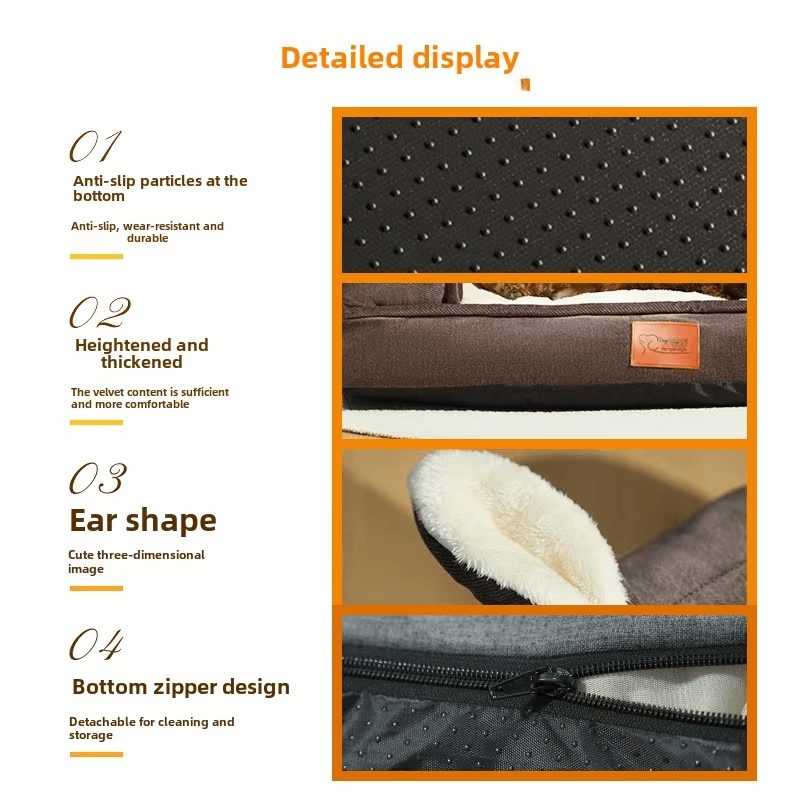 New Arrival Open Cat and Dog Bed by Winterheattech Removable Nest House with Foam Plush Brown Dog and Cat Sofa Bed - Pet Supermarket