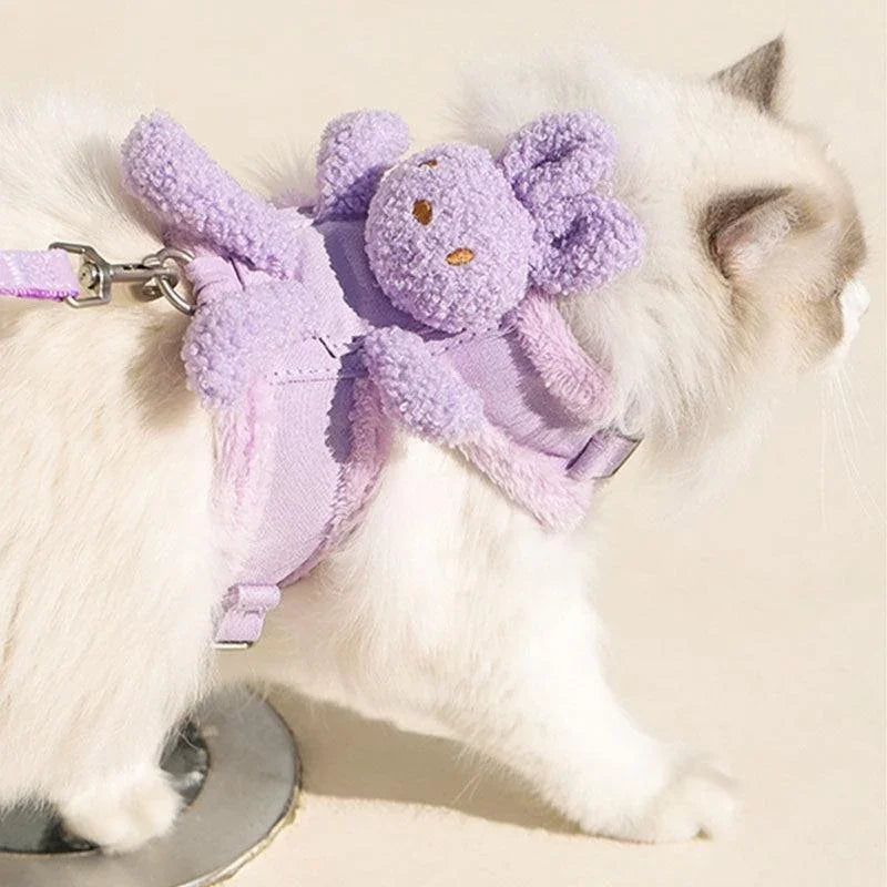 Rabbit Escape Proof Cat Harness 2 Color Leash Set Walking Leash Cat Leash Medium Size - Pet Supermarket