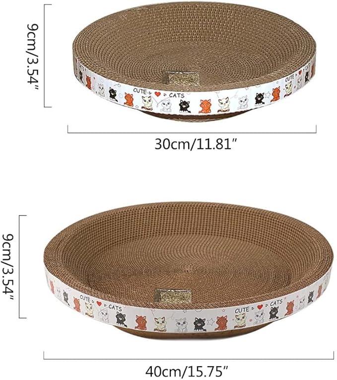 Cat Scratcher Lounge Bed, Cat Bed Cardboard, Round Scratching Board for Indoor Cat Mat (40cm) - Pet Supermarket