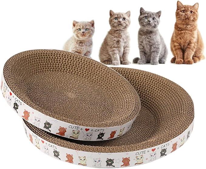 Cat Scratcher Lounge Bed, Cat Bed Cardboard, Round Scratching Board for Indoor Cat Mat (40cm) - Pet Supermarket