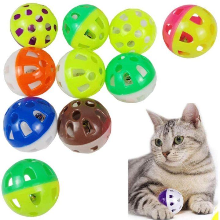 Cat Toy Ball with Bell, Pet Toy Cat Bell Ball Cat Toy with Bell Cat Jingle Balls for Cats Kitten, Plastic Cat Toys Jingle Balls Pounce Chase Rattle Ball Toys Random Color