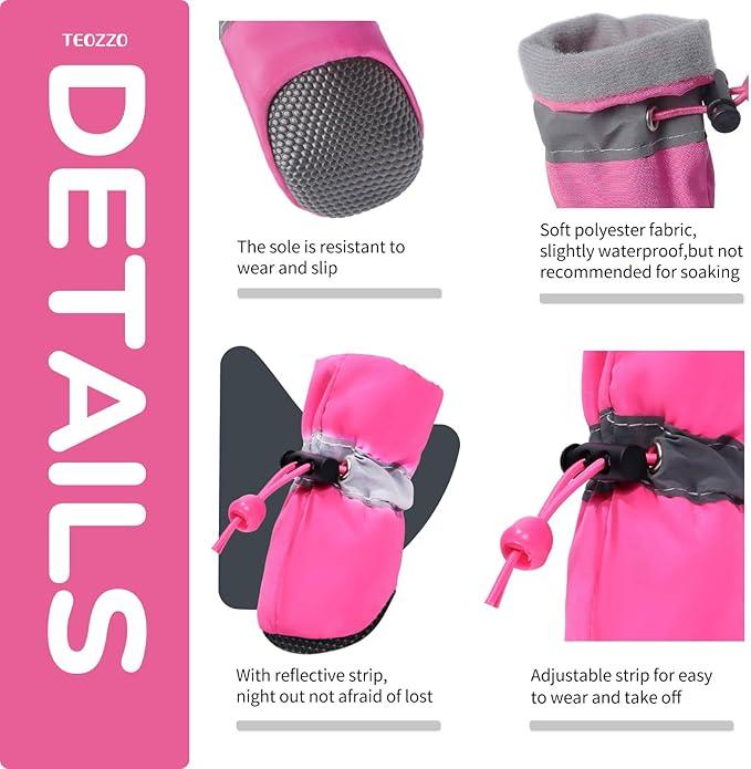 Whoof Whoof Boots for Small and Medium Dogs | Non-Slip Paw Protector Dog Shoes Pet Booties with Reflective Straps | Lightweight and Breathable | 4 pc Set