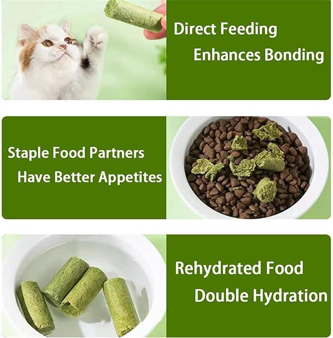 Cat Grass Teething Sticks, Cat Grass Sticks for Hairball Removal, Teeth Cleaning, Increase Appetite Chicken Flavor for Pet Cat (30g) 6pcs