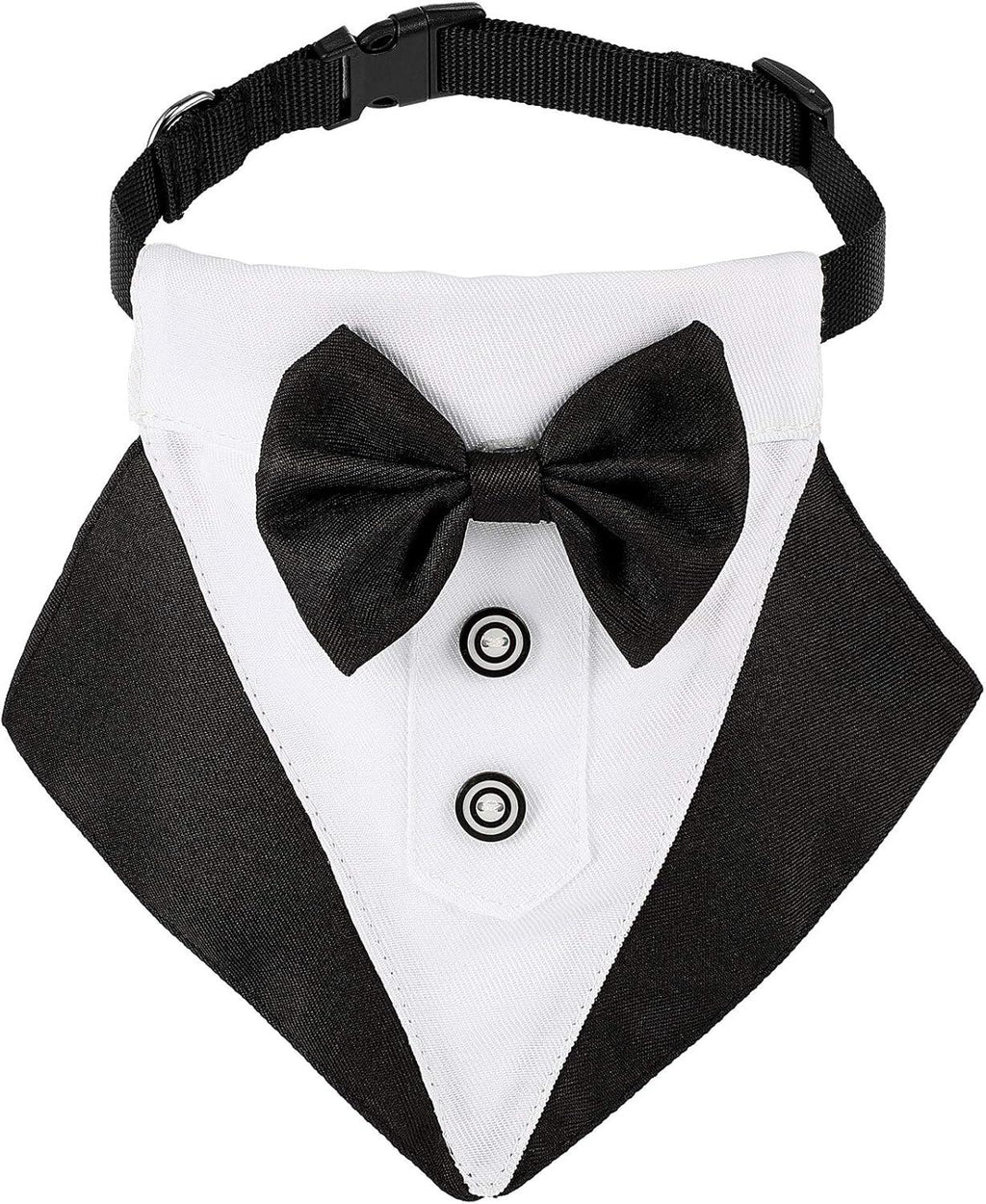 Medium Formal Dog Tuxedo Bandana Dog Wedding Bandana Dog Collar Tie with Bow Tie and Neck Tie Designs Adjustable Collar Formal Tux Dog Bowtie Adjustable Neckerchief - Pet Supermarket