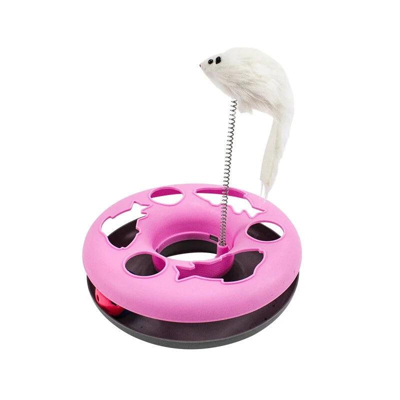 Cat Tower Toys, Interactive Cat Toys for Indoor Cats, Funny Kitten Toys, Pet Cat Spring Toy with Moving Balls Catch Exercise