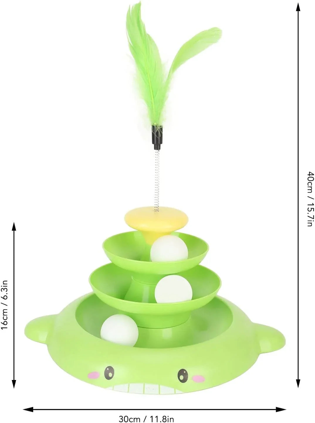 Cat Toy Roller, 3 Levels Turntable Cat Toys Tower Roller Toy with Feather Stick and 3 Balls - Pet Supermarket