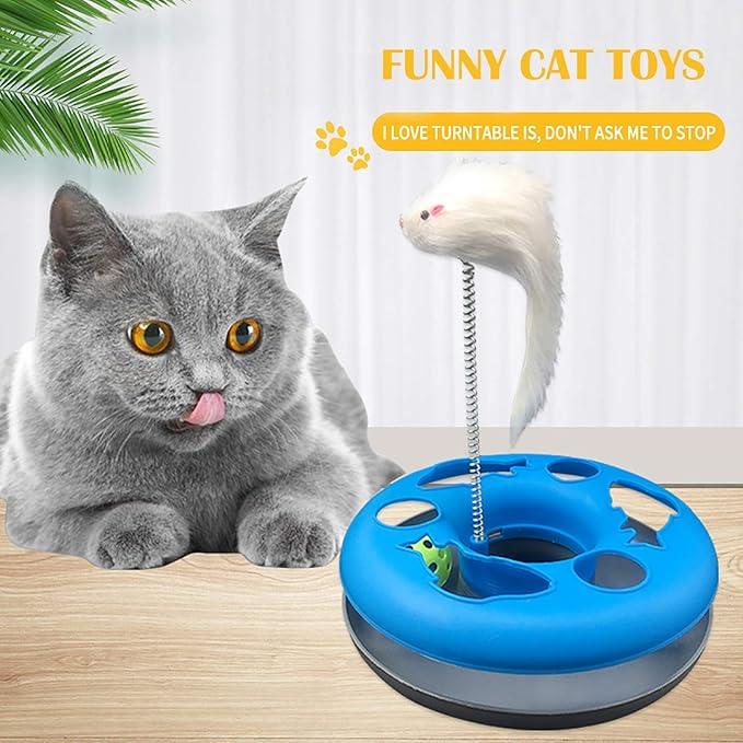 Cat Tower Toys, Interactive Cat Toys for Indoor Cats, Funny Kitten Toys, Pet Cat Spring Toy with Moving Balls Catch Exercise