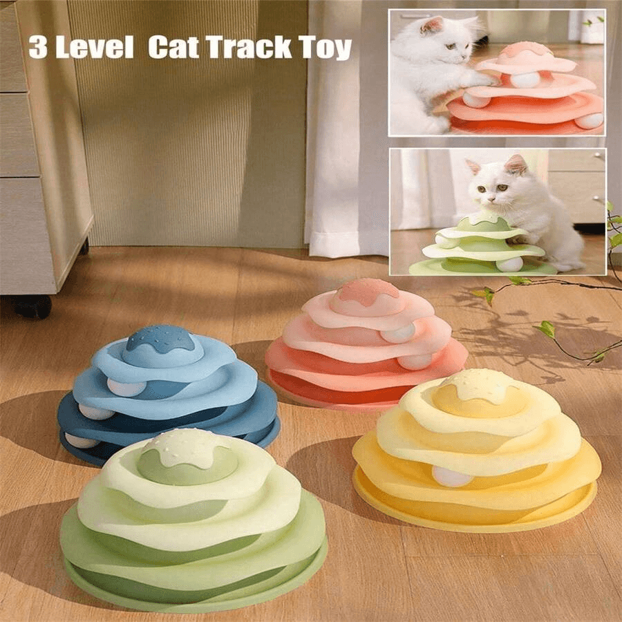 Cat Toy Roller Puzzle Toy Fun Toy for Kitten Physical Exercise Cat Toy Balls With Ice Cream Shape, Detachable Cat Tower Balls