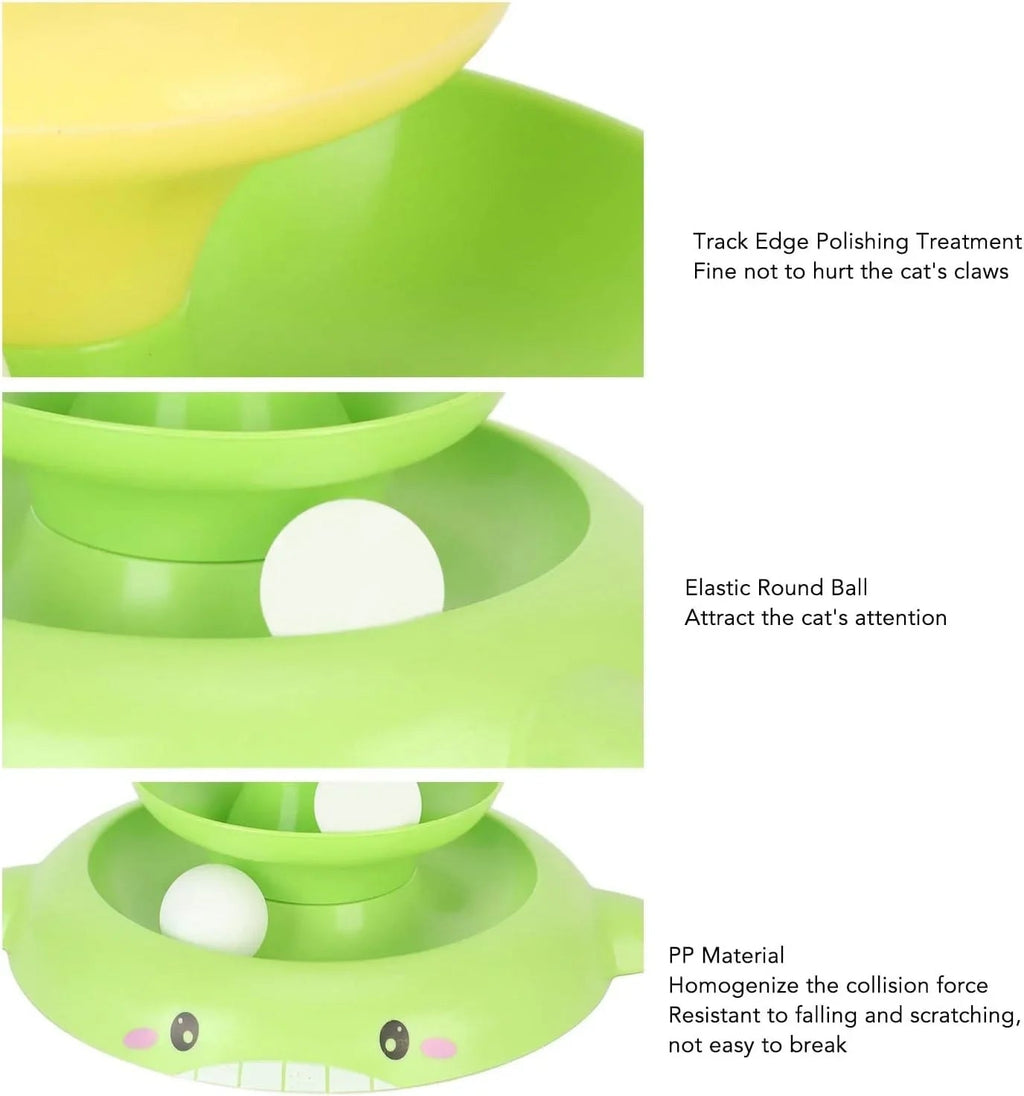 Cat Toy Roller, 3 Levels Turntable Cat Toys Tower Roller Toy with Feather Stick and 3 Balls - Pet Supermarket