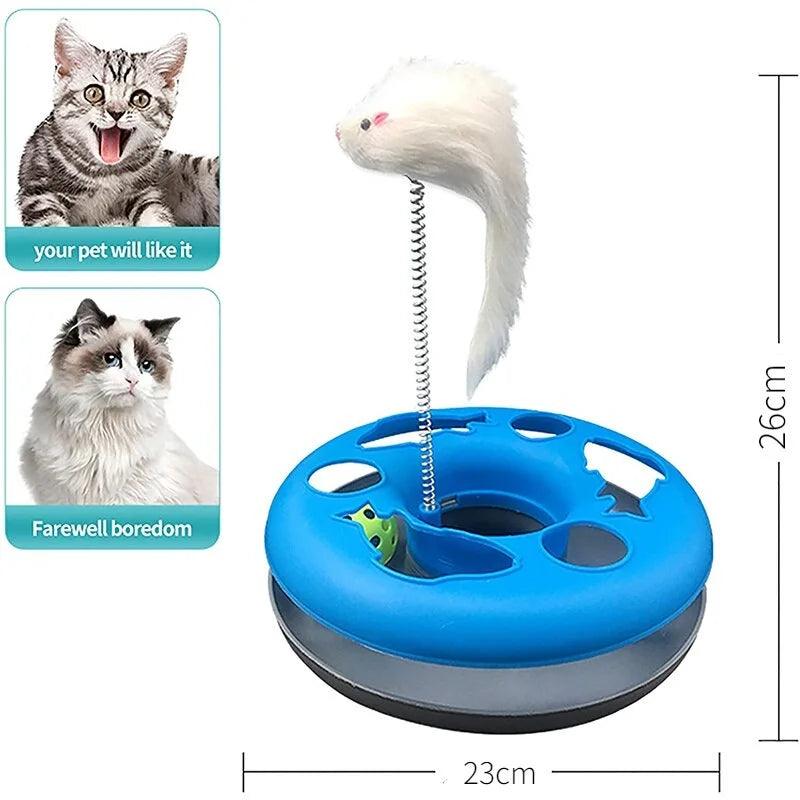 Cat Tower Toys, Interactive Cat Toys for Indoor Cats, Funny Kitten Toys, Pet Cat Spring Toy with Moving Balls Catch Exercise