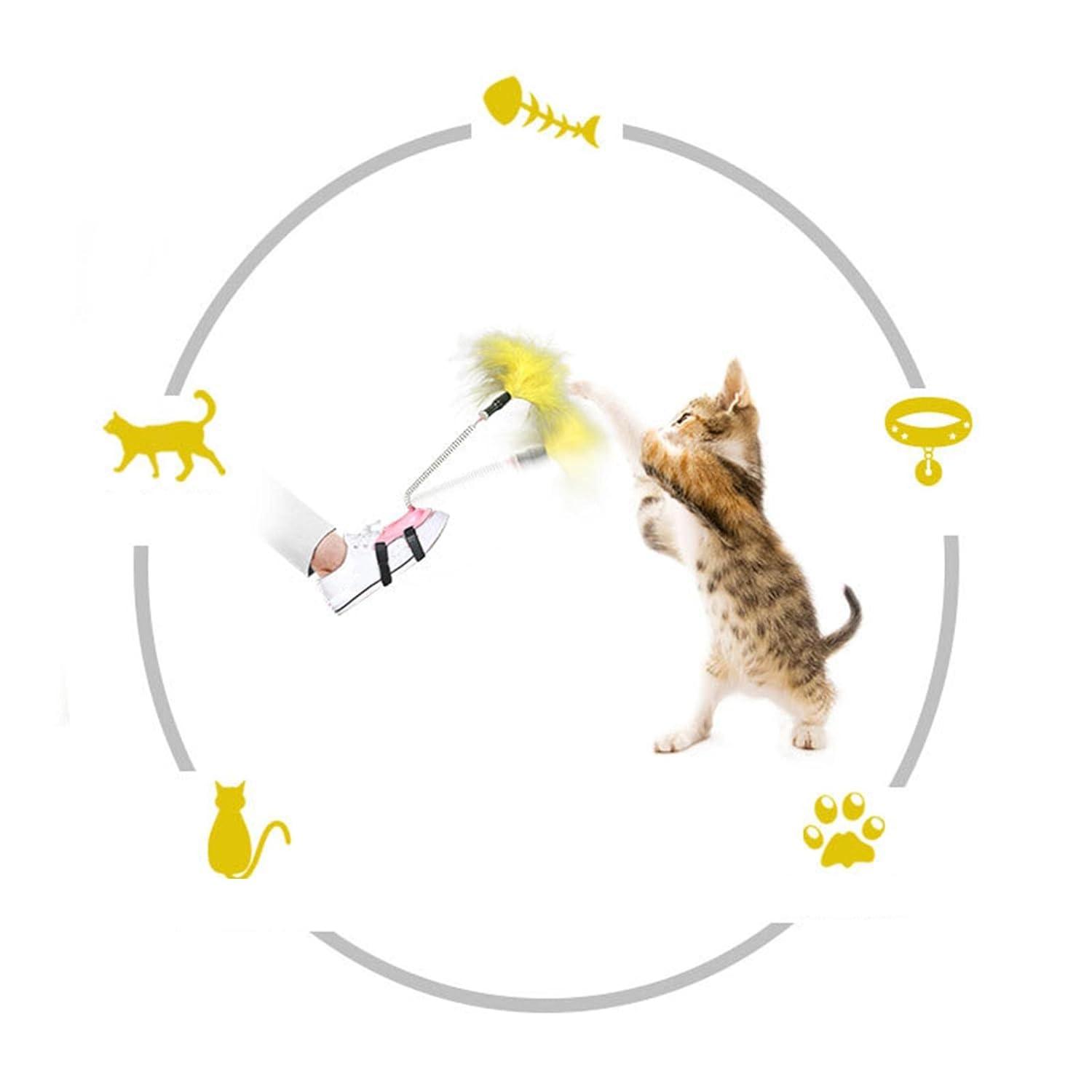 Interactive Cat Feather Toys, Cat Toys for Indoor Cats, Cat Toys with Collar, Self Excited Neck Interactive Teaser - Pet Supermarket