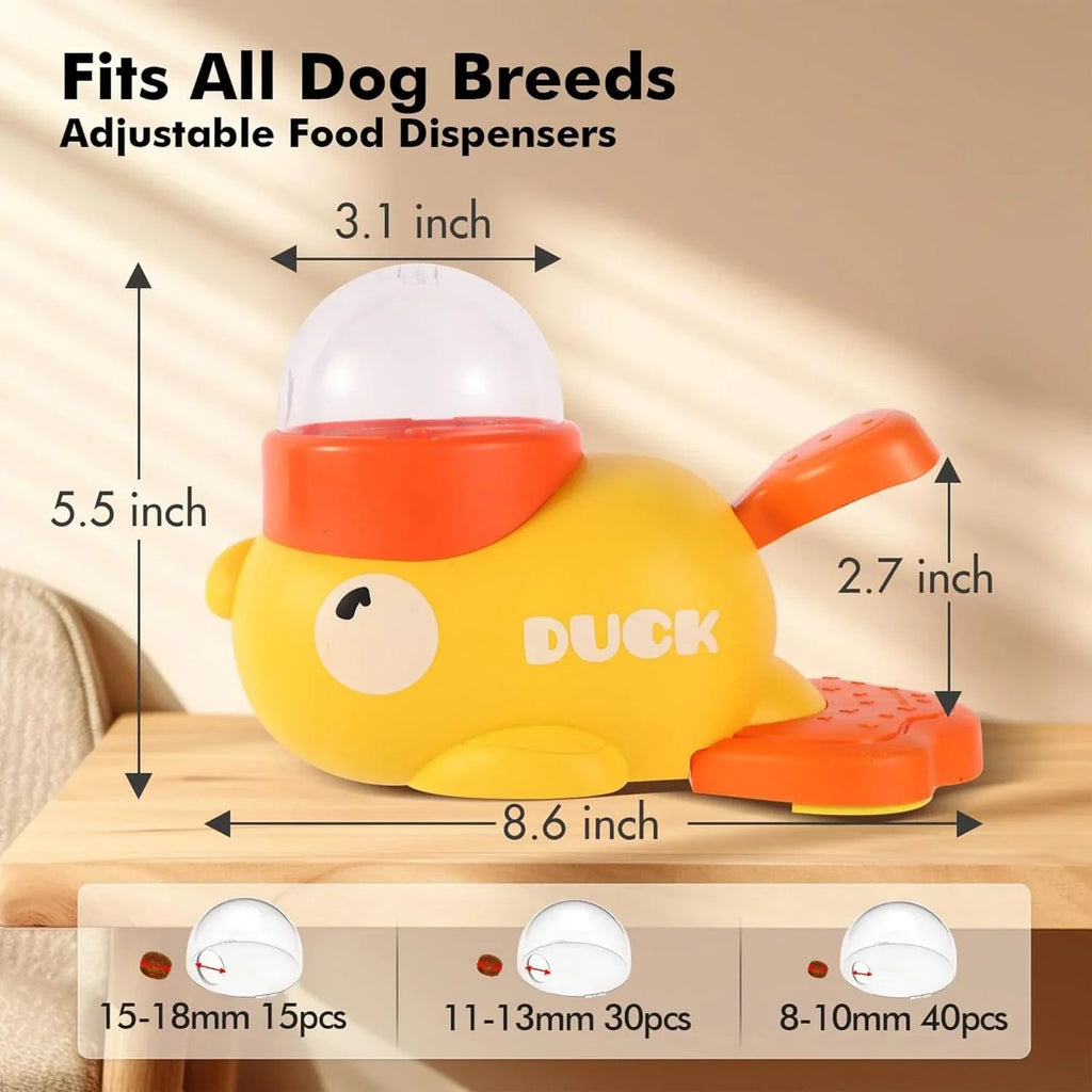 Durable Plastic Duck-Shaped Interactive Dog Treat Dispenser Toy - Mental Stimulation Snack Dispensing Puzzle Feeder with Transparent Window, Puppy Training & Cognitive Development - Pet Supermarket