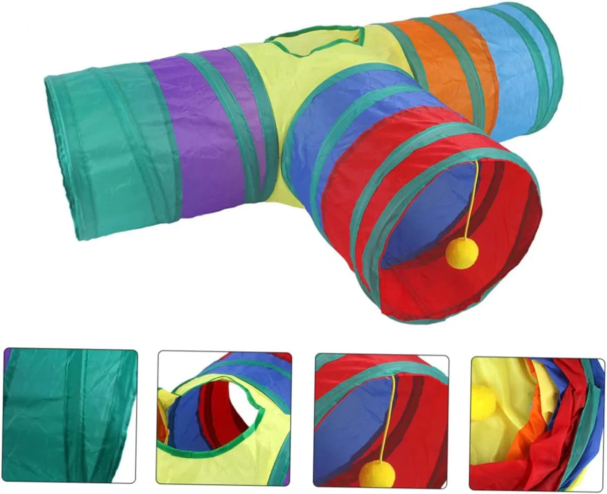 Cat Rattle Paper Tunnel Cat Folding Tunnel Toy Pet Crinkle Tunnel Play Tunnel Kitten Cat Playing Polyester Cotton - Pet Supermarket