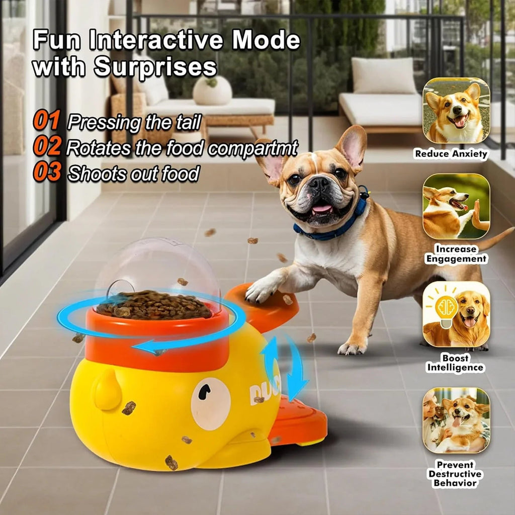 Durable Plastic Duck-Shaped Interactive Dog Treat Dispenser Toy - Mental Stimulation Snack Dispensing Puzzle Feeder with Transparent Window, Puppy Training & Cognitive Development - Pet Supermarket
