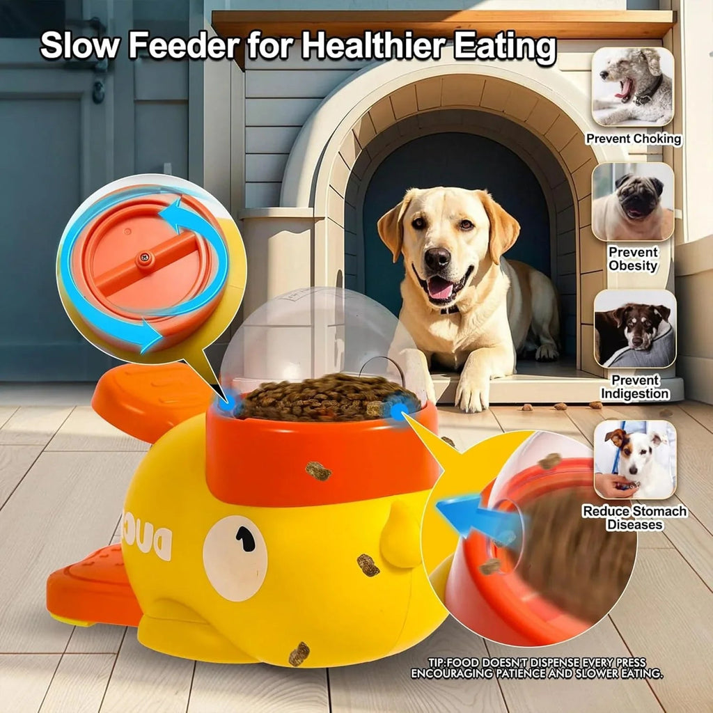 Durable Plastic Duck-Shaped Interactive Dog Treat Dispenser Toy - Mental Stimulation Snack Dispensing Puzzle Feeder with Transparent Window, Puppy Training & Cognitive Development - Pet Supermarket