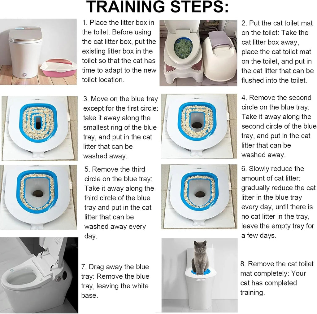 Best Plastic Cat Toilet Trainning Kit Tool Pet Cat Toilet Seat Trainer Urinal Seat Pad Mat Conserve Litter Pet - Pet Supermarket