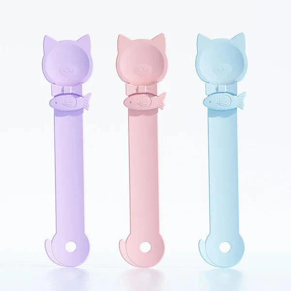 Cat Stripe Squeeze Spoon, Cat Treat Feeding Spoon, Cat Food Spoon for Wet Food,