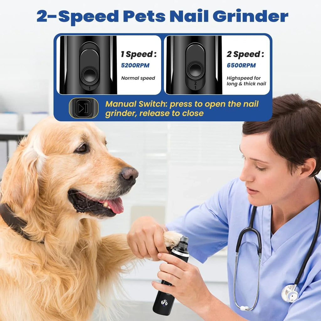 USB Charging Pet Nail Grinder Professional Rechargeable Usb Pet Electric Grinder Led Light Dog and Cat Trimmer - Pet Supermarket