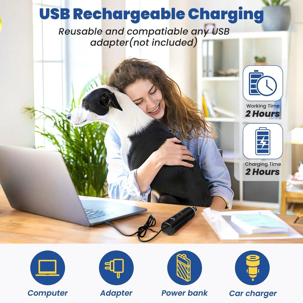 USB Charging Pet Nail Grinder Professional Rechargeable Usb Pet Electric Grinder Led Light Dog and Cat Trimmer - Pet Supermarket
