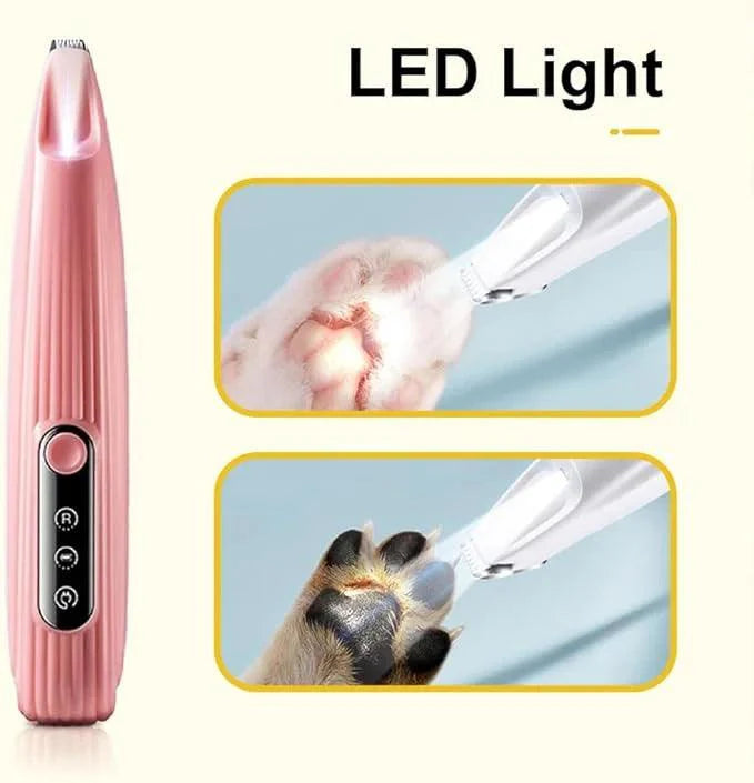 Electric Pet Cat & Dog Paw Trimmer for Pedicure, Nose, Ear, Eye Fur cleaning, Low Noise Cordless Dog Paw Trimmer, Rechargeable Cat/Dog Clippers with LED Light