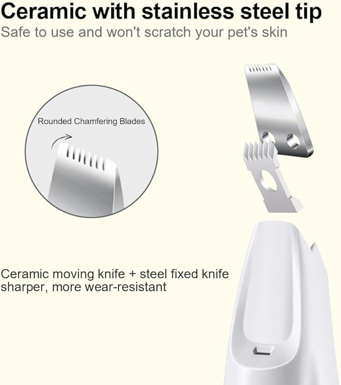 Electric Pet Cat & Dog Paw Trimmer for Pedicure, Nose, Ear, Eye Fur cleaning, Low Noise Cordless Dog Paw Trimmer, Rechargeable Cat/Dog Clippers with LED Light