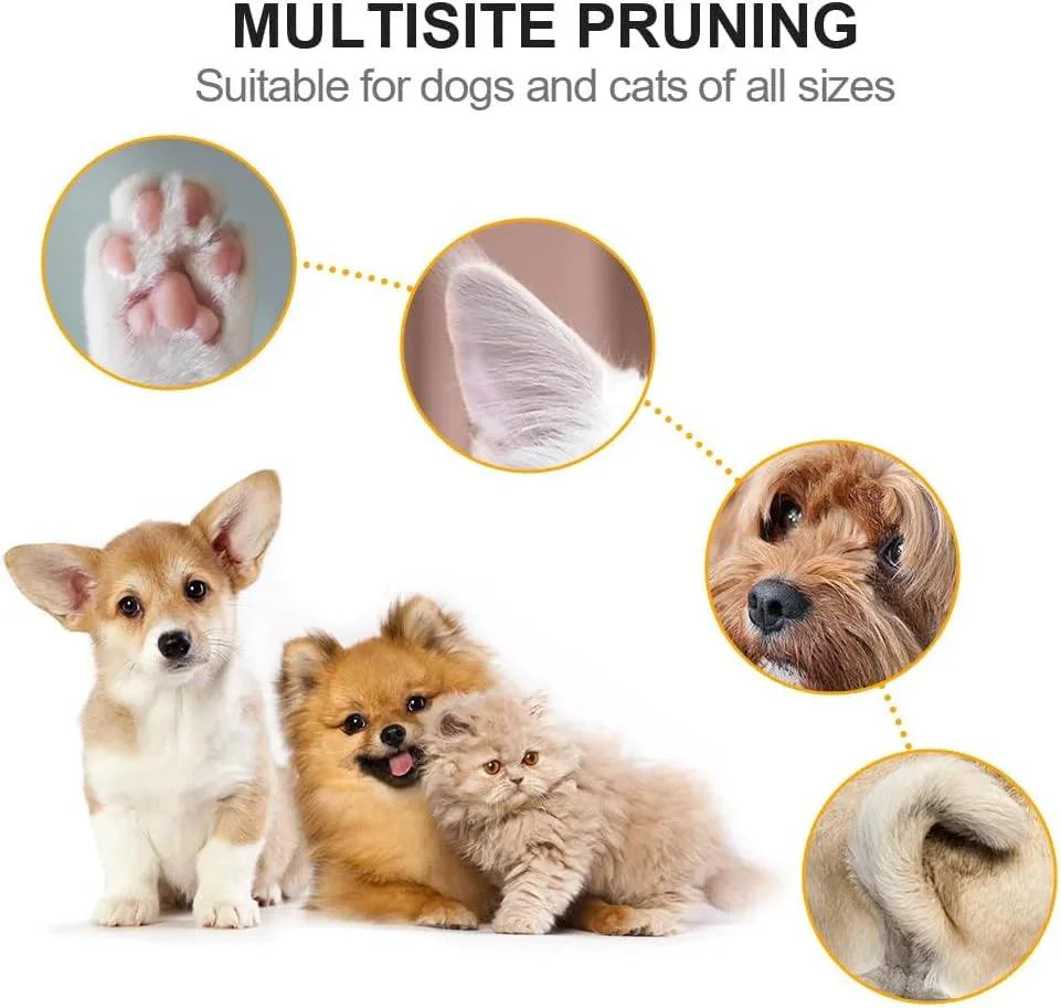 Electric Pet Cat & Dog Paw Trimmer for Pedicure, Nose, Ear, Eye Fur cleaning, Low Noise Cordless Dog Paw Trimmer, Rechargeable Cat/Dog Clippers with LED Light