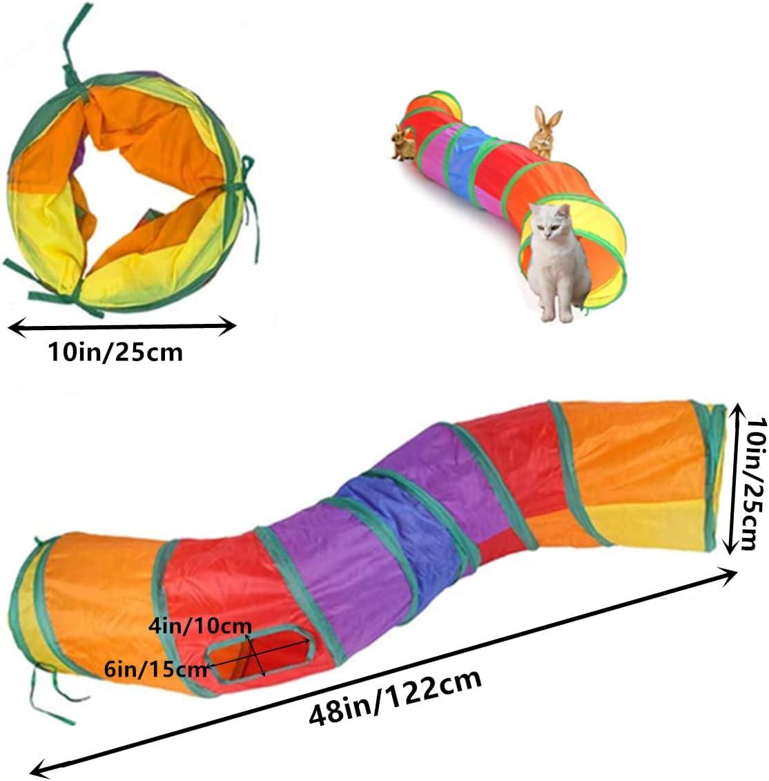 Cat Tunnel, 2 Way Collapsible Pet Tube for Indoor and Outdoor Use - Suitable for Cats and Bunnies (Rainbow-S) - Pet Supermarket