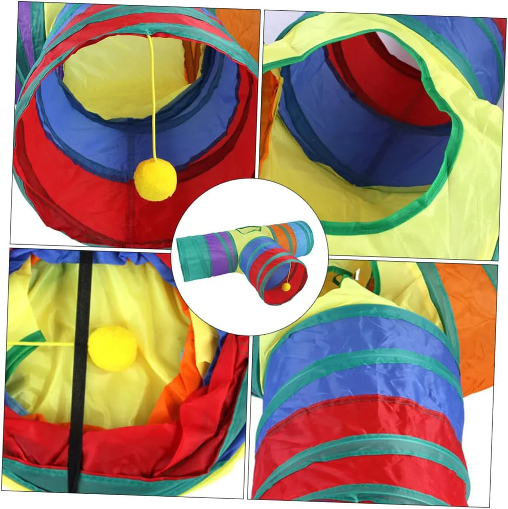 Cat Rattle Paper Tunnel Cat Folding Tunnel Toy Pet Crinkle Tunnel Play Tunnel Kitten Cat Playing Polyester Cotton - Pet Supermarket