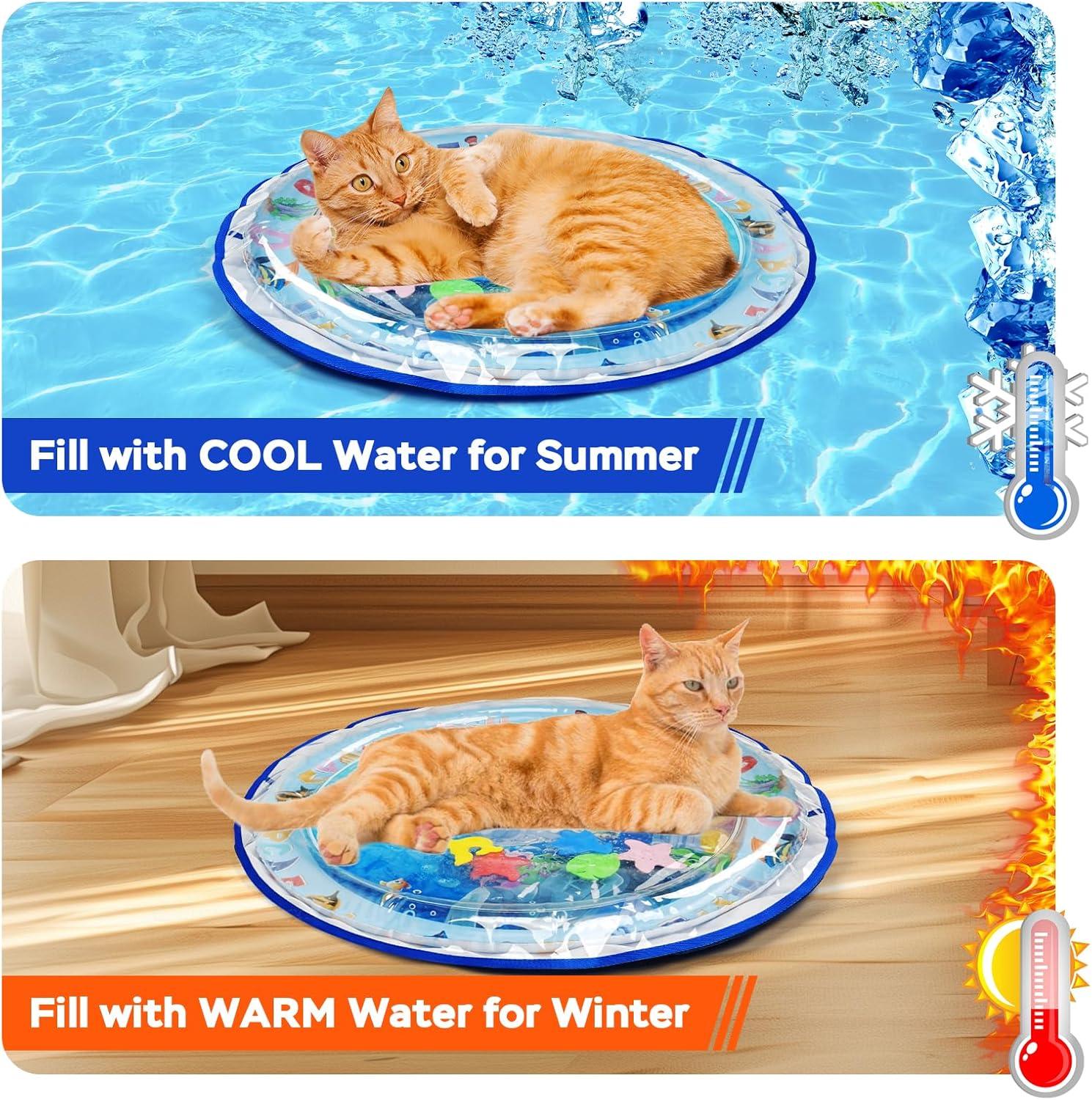 Summer Cooling Pet Water Bed Ice Pad Sleeping Round Mat For Puppy Dogs Cats Pet Kennel Cool Cold Water Sensory - Pet Supermarket