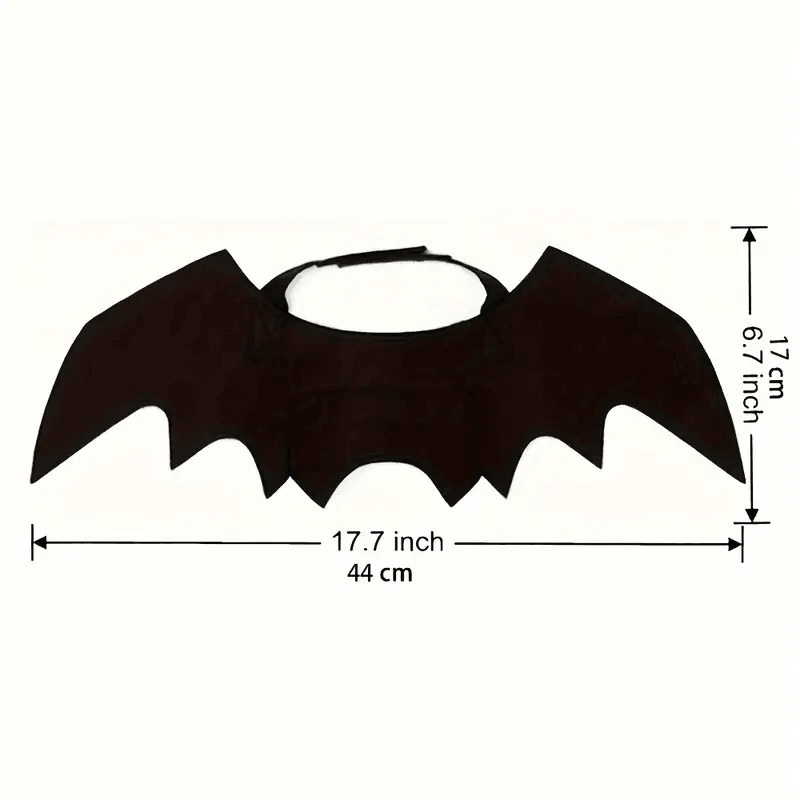 Bat Cat Wings Costume, Small, Black Felt, for Dogs & Cats, Halloween Pet Apparel Bat Wings, Straps for Easy Fit - Pet Supermarket