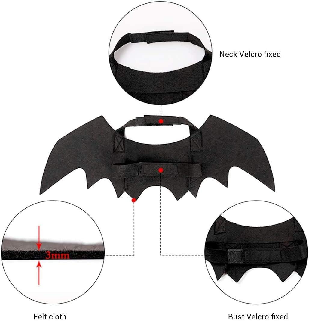 Bat Cat Wings Costume, Small, Black Felt, for Dogs & Cats, Halloween Pet Apparel Bat Wings, Straps for Easy Fit - Pet Supermarket